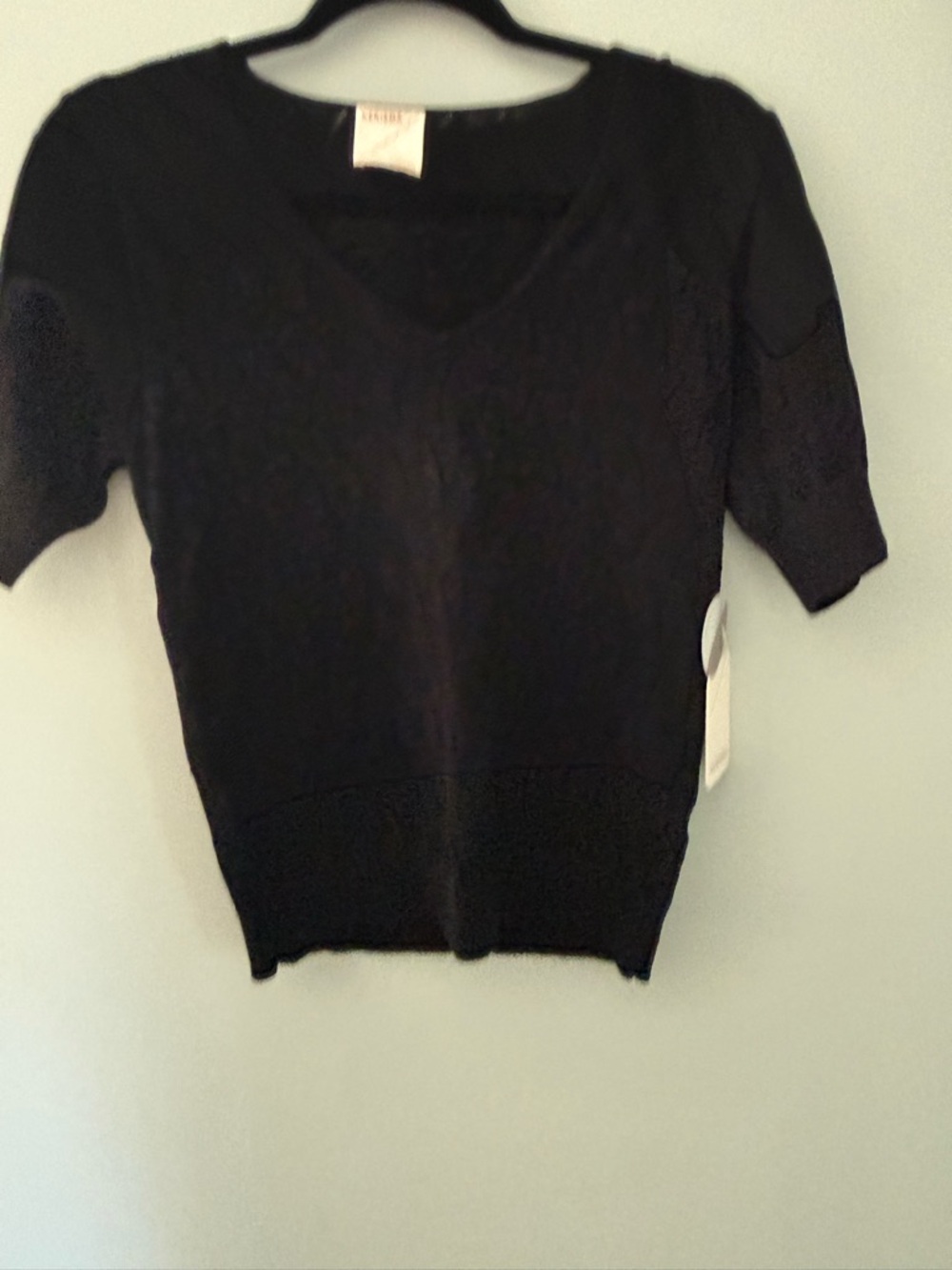 Kerisma Black Short Sleeve V-Neck Knit Top
